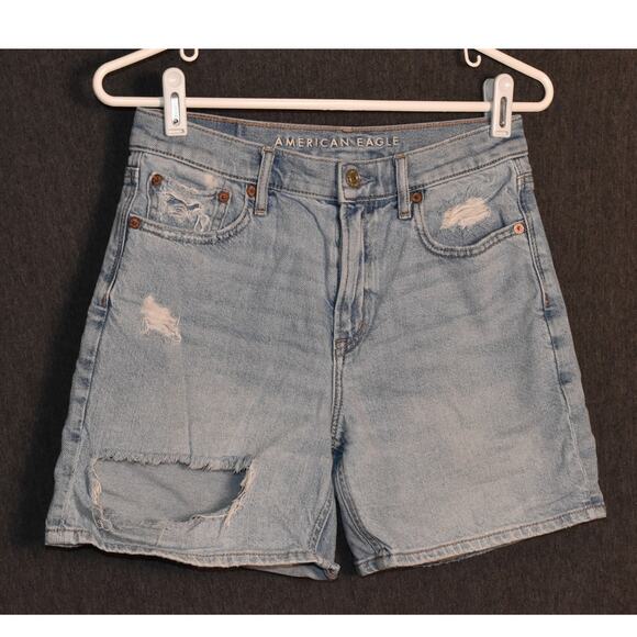 American Eagle Outfitters Women's 2 Strigid Distressed Jean Shorts Jorts Denim - Picture 1 of 11